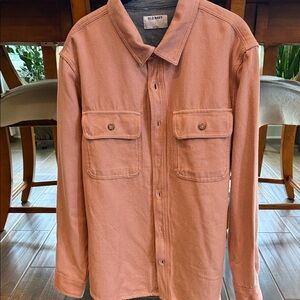 Old Navy Blush Pink Striped Heavy Duty Long Sleeve Shirt